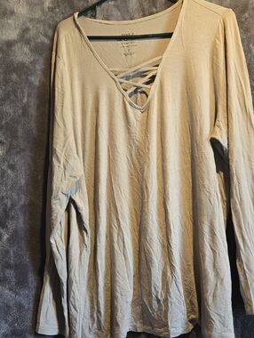 torrid Gray Crisscross V-Neck Long Sleeve Top